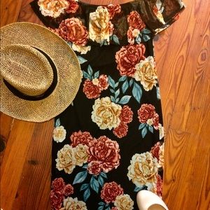 Mikey & Joey Off Shoulder Floral Print Body-Con